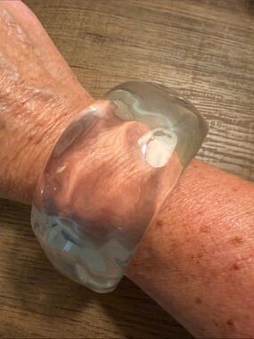 Free People Clear Resin Wide Bangle Bracelet